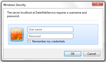 Digest Authentication Credentials Screen