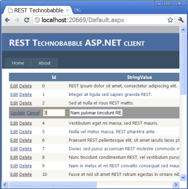 REST Technobabble web client snapshot