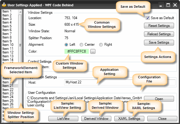 WPF Window Settings Sample