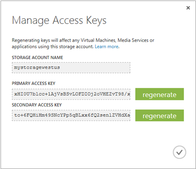 Microsoft Azure Storage Keys Manage