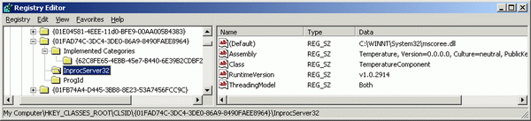 Registry Entries made during Assembly registration by REGASM