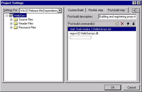 Specifying the Post-Build Step settings.