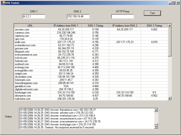 DNS Tester Screenshot