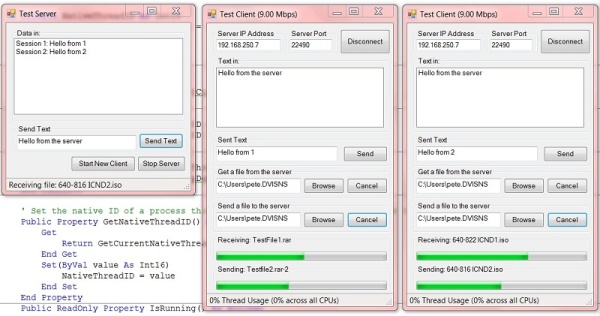 Reusable multithreaded tcp client and server classes with ex...
