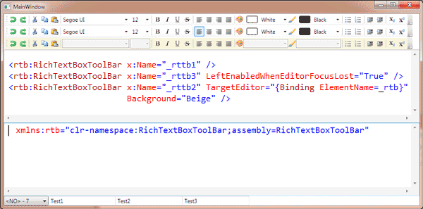 Demonstration of RichTextBoxToolBar Controls