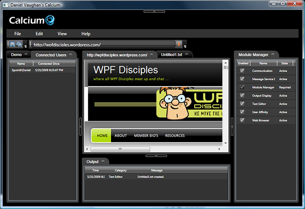 Calcium screenshot with browser