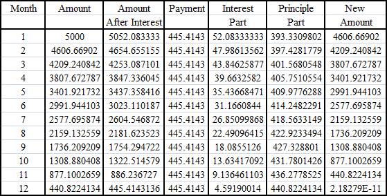 Amortization Table