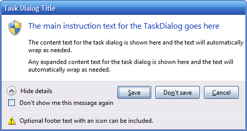 Emulated Task Dialog in Windows XP