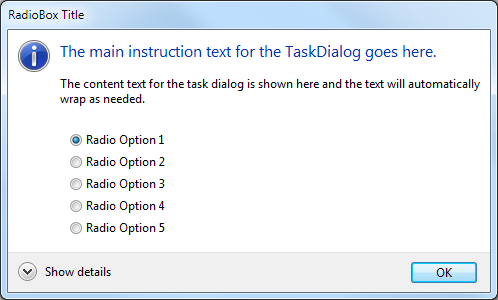 Radio button box emulated on Windows 7