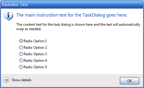 Radio button box emulated on Windows XP