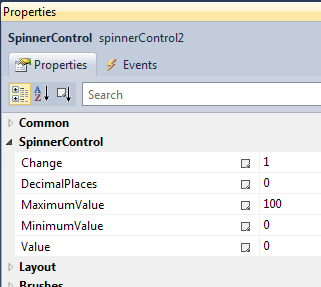 spinner properties Grid