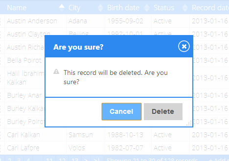 Delete confirmation dialog