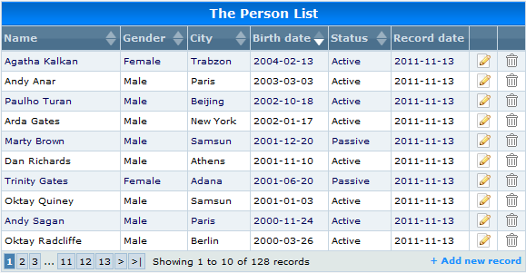 jTable sorting