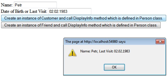 Figure 4 - Creating Customer instance and calling displayInfo on it.