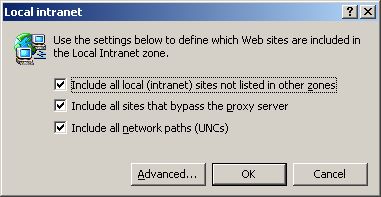 Intranet Zone setting