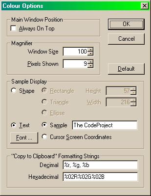 Colour Options Dialog