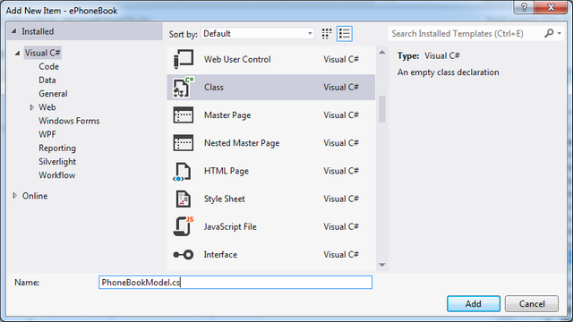 Adding MVC Model