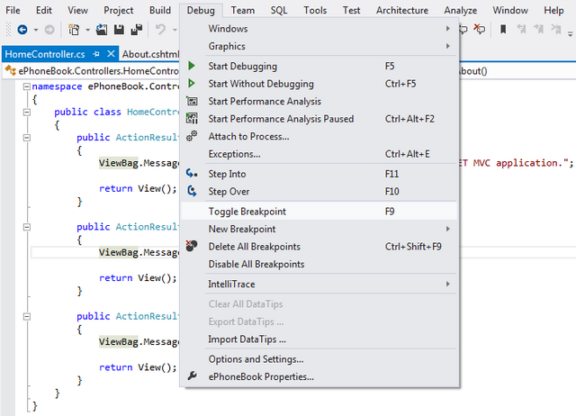 visual studio - break point