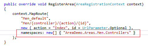 Namespace in RegisterArea