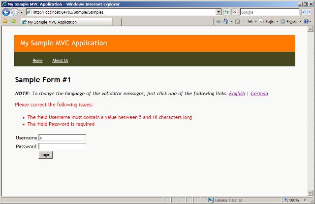 mvc form validation client side