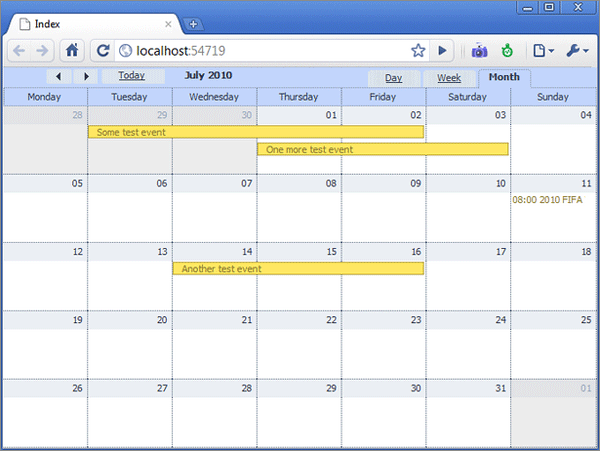 Scheduler with events