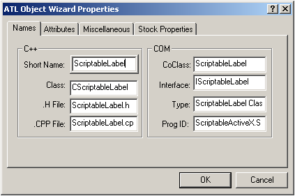 ATL Object Wizard Properties