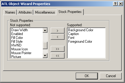 ATL Object Wizard Properties (Stock Properties)
