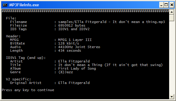 MP3FileInfo screenshot