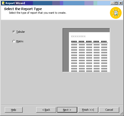 Select report type
