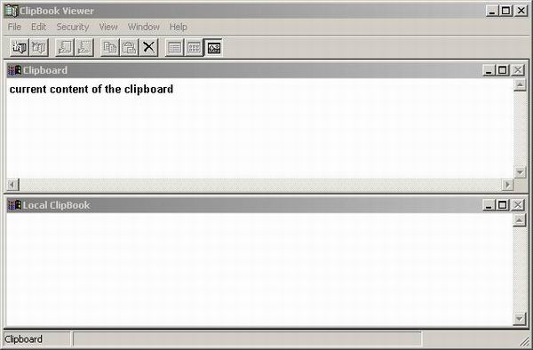Snapshot of Windows Clipbook Viewer