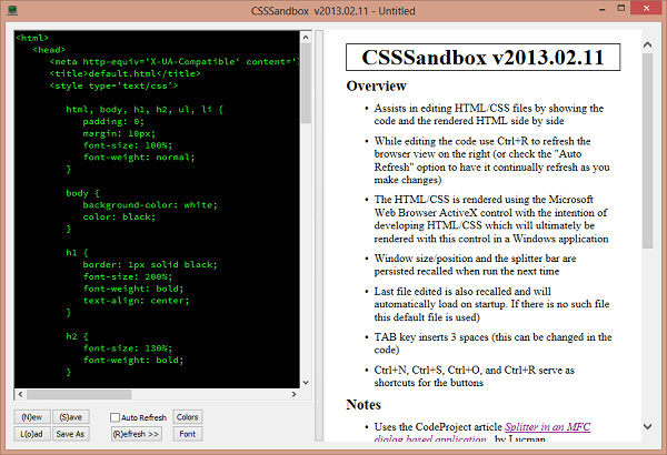 CSSSandbox screen shot