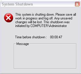 System shutdown dialog
