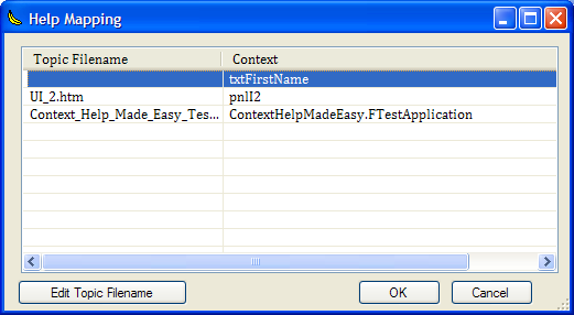 The Context Mapping dialog box