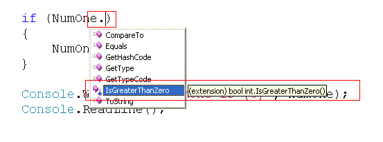 Extension Methodin visual studio IDE