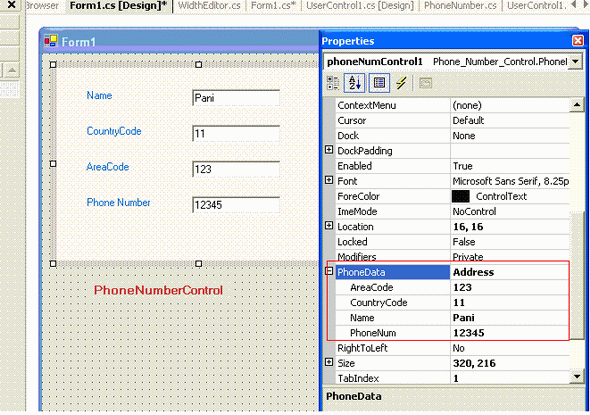 Fig2: PhoneData property returning a custom object