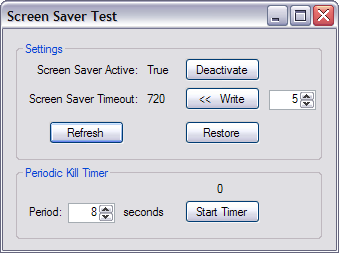Screen Saver Test Dialog