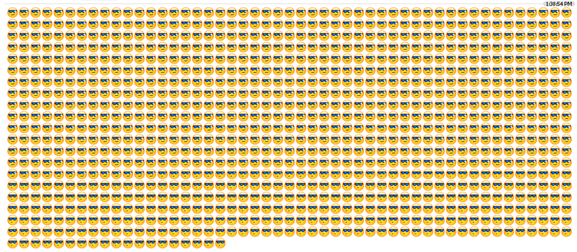 There are 999 smileys in the picture below and they were all sent with just 