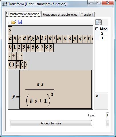 Transfer function editor