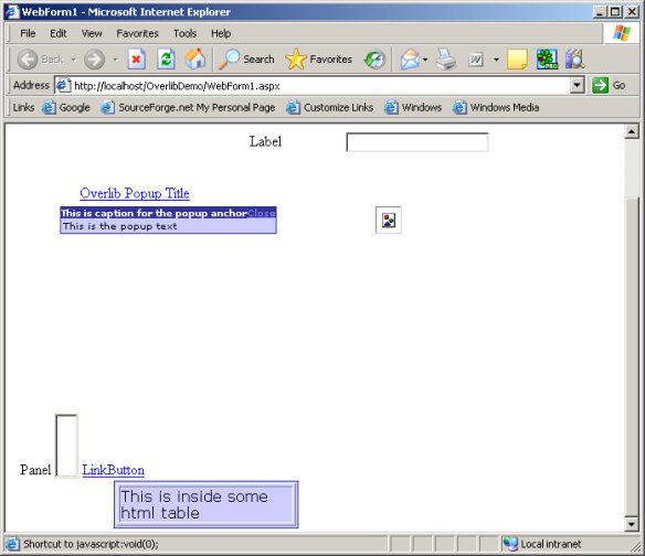 Overlib objects in action