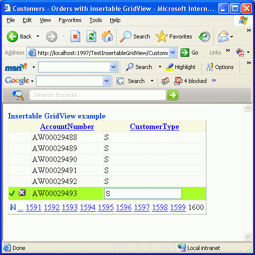 Insertable gridview when a new row is added