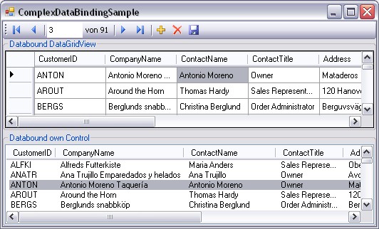 Mainwindow of ComplexDataBindingSample