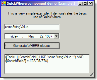 Very basic example how to use QuickWhere