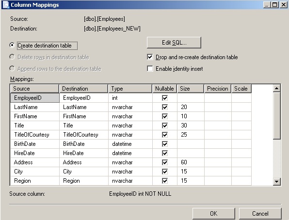 Second import wizard form - field columns