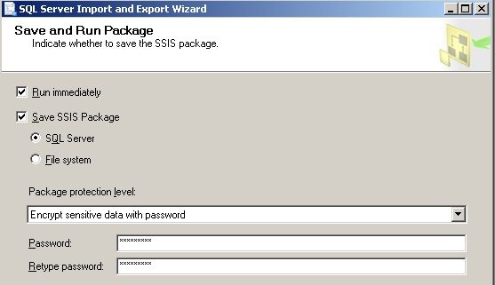 Third import wizard form - save and run
