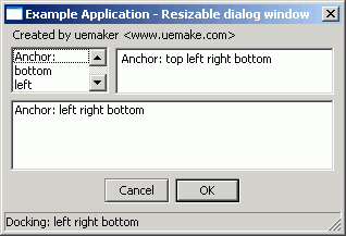 dialog window before resizing