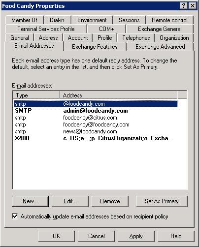Active Directory Users and Computers - notice @foodcandy.com