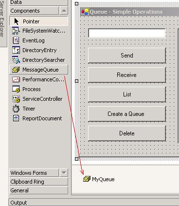 Drag and drop MessageQueue object