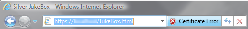 Silver JukeBox Client - Invalid certificate shield in Internet Explorer
