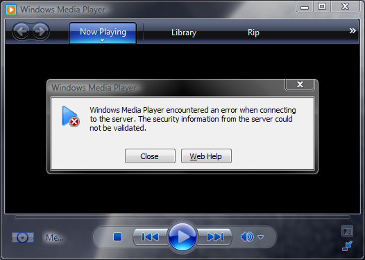 Silver JukeBox Client - Windows Media Player error