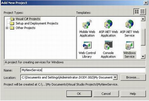 Winows Service New Project